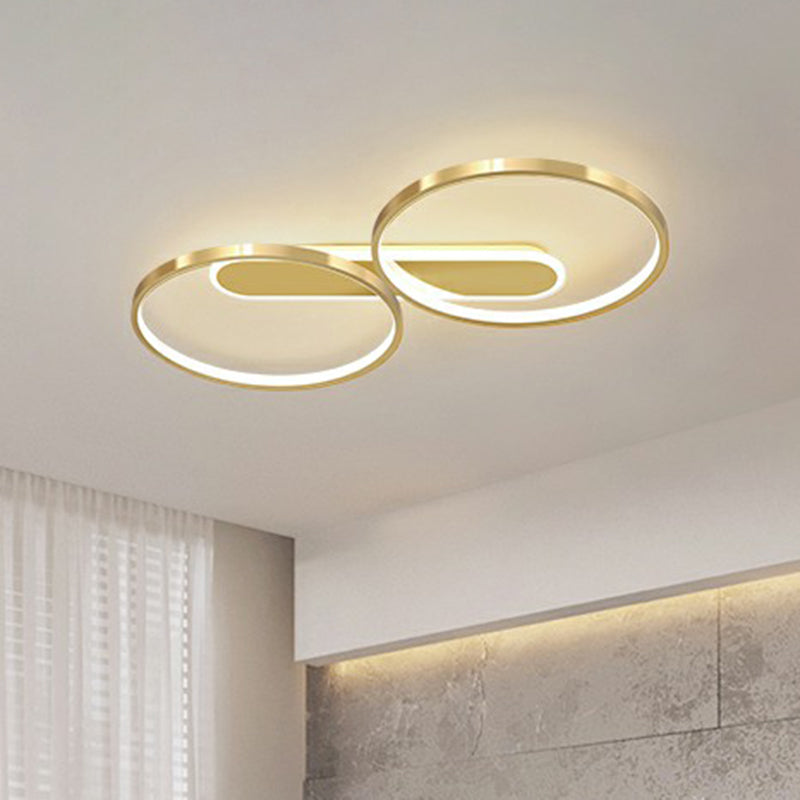 Golden Circle Flush Mount Light Fixture Minimalism LED Metal Ceiling Lamp for Bedroom Clearhalo 'Ceiling Lights' 'Close To Ceiling Lights' 'Close to ceiling' 'Flush mount' Lighting' 2357761