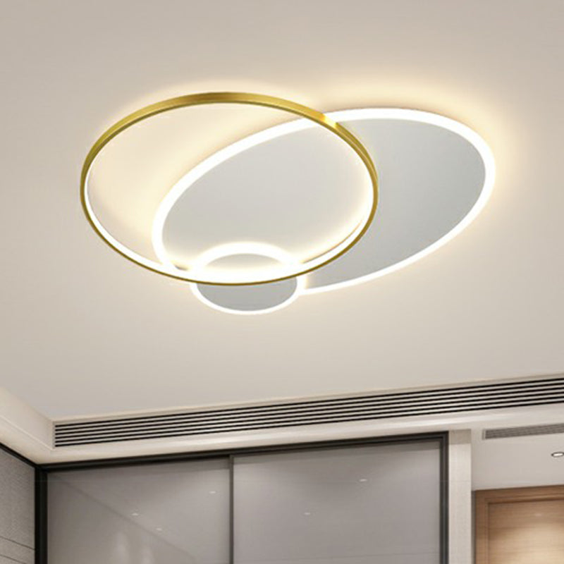 3-Loop Metallic Flush Mount Fixture Modern LED Ceiling Flush Light for Living Room Gold Clearhalo 'Ceiling Lights' 'Close To Ceiling Lights' 'Close to ceiling' 'Flush mount' Lighting' 2357762