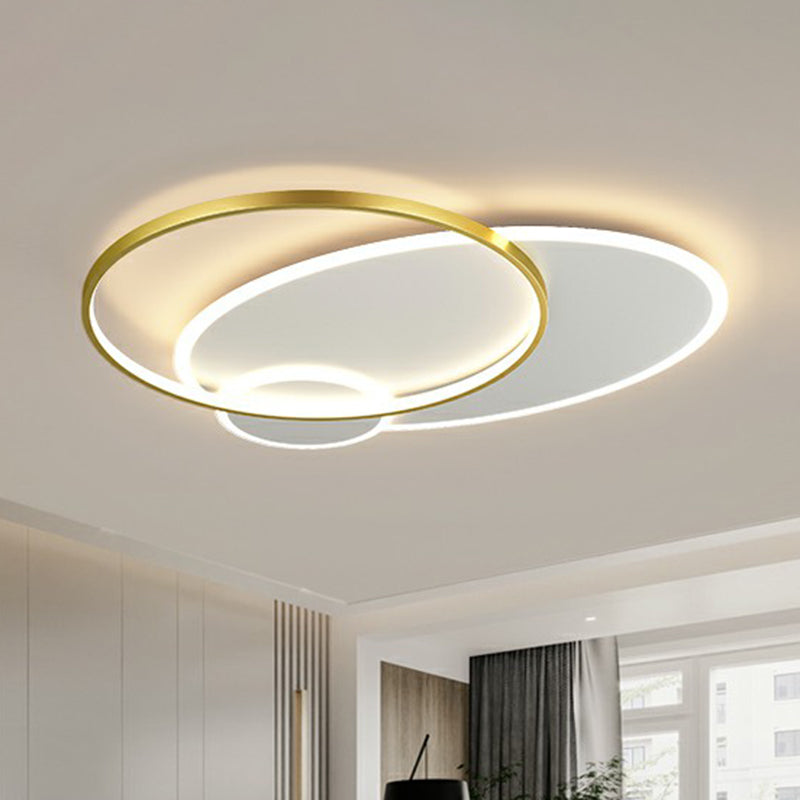 3-Loop Metallic Flush Mount Fixture Modern LED Ceiling Flush Light for Living Room Gold Clearhalo 'Ceiling Lights' 'Close To Ceiling Lights' 'Close to ceiling' 'Flush mount' Lighting' 2357763