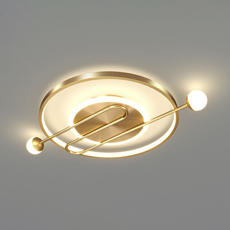 Circular Living Room Ceiling Light Metal Minimalistic LED Flush Mount Lighting Fixture Gold Clearhalo 'Ceiling Lights' 'Close To Ceiling Lights' 'Close to ceiling' 'Flush mount' Lighting' 2357773