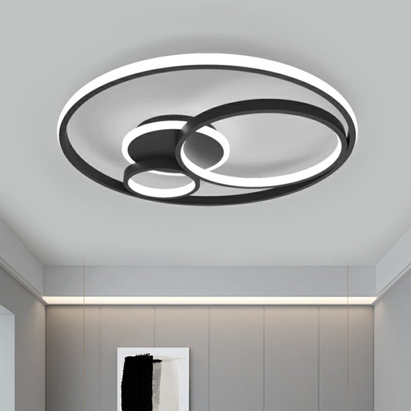 Acrylic Ring LED Flush Mount Fixture Simplicity Black Finish Ceiling Lighting for Bedroom Black Clearhalo 'Ceiling Lights' 'Close To Ceiling Lights' 'Close to ceiling' 'Flush mount' Lighting' 2357775