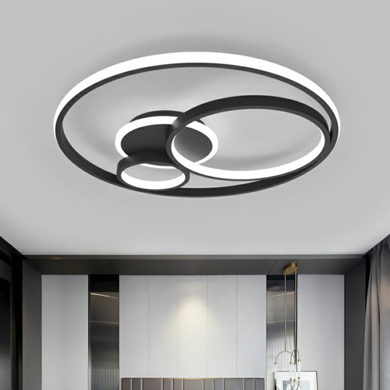 Acrylic Ring LED Flush Mount Fixture Simplicity Black Finish Ceiling Lighting for Bedroom Clearhalo 'Ceiling Lights' 'Close To Ceiling Lights' 'Close to ceiling' 'Flush mount' Lighting' 2357776