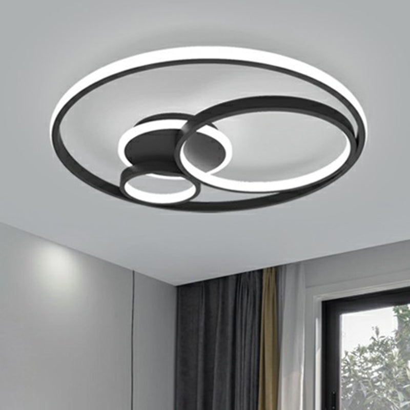 Acrylic Ring LED Flush Mount Fixture Simplicity Black Finish Ceiling Lighting for Bedroom Clearhalo 'Ceiling Lights' 'Close To Ceiling Lights' 'Close to ceiling' 'Flush mount' Lighting' 2357778