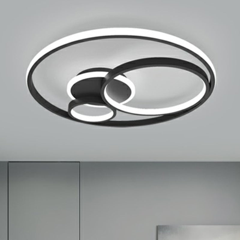 Acrylic Ring LED Flush Mount Fixture Simplicity Black Finish Ceiling Lighting for Bedroom Clearhalo 'Ceiling Lights' 'Close To Ceiling Lights' 'Close to ceiling' 'Flush mount' Lighting' 2357779