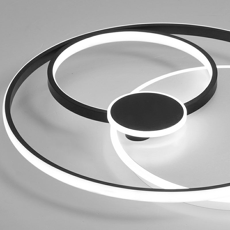 Black Loop LED Ceiling Flush Light Fixture Simple Style Metal Semi Mount Lighting for Bedroom Clearhalo 'Ceiling Lights' 'Close To Ceiling Lights' 'Close to ceiling' 'Semi-flushmount' Lighting' 2357784