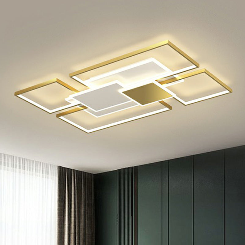 Metal Frame Flush-Mount Light Fixture Minimalism LED Ceiling Lamp for Living Room Gold 39" Clearhalo 'Ceiling Lights' 'Close To Ceiling Lights' 'Close to ceiling' 'Flush mount' Lighting' 2357787