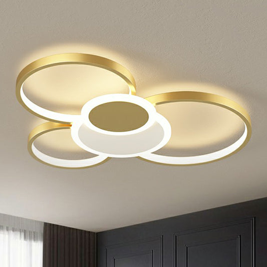 Metal Frame Flush-Mount Light Fixture Minimalism LED Ceiling Lamp for Living Room Gold 22" Third Gear Clearhalo 'Ceiling Lights' 'Close To Ceiling Lights' 'Close to ceiling' 'Flush mount' Lighting' 2357792