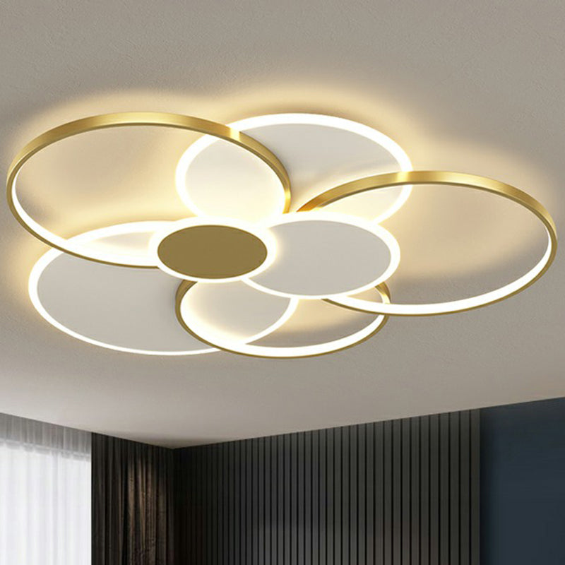 Metal Frame Flush-Mount Light Fixture Minimalism LED Ceiling Lamp for Living Room Gold 35.5" Third Gear Clearhalo 'Ceiling Lights' 'Close To Ceiling Lights' 'Close to ceiling' 'Flush mount' Lighting' 2357794