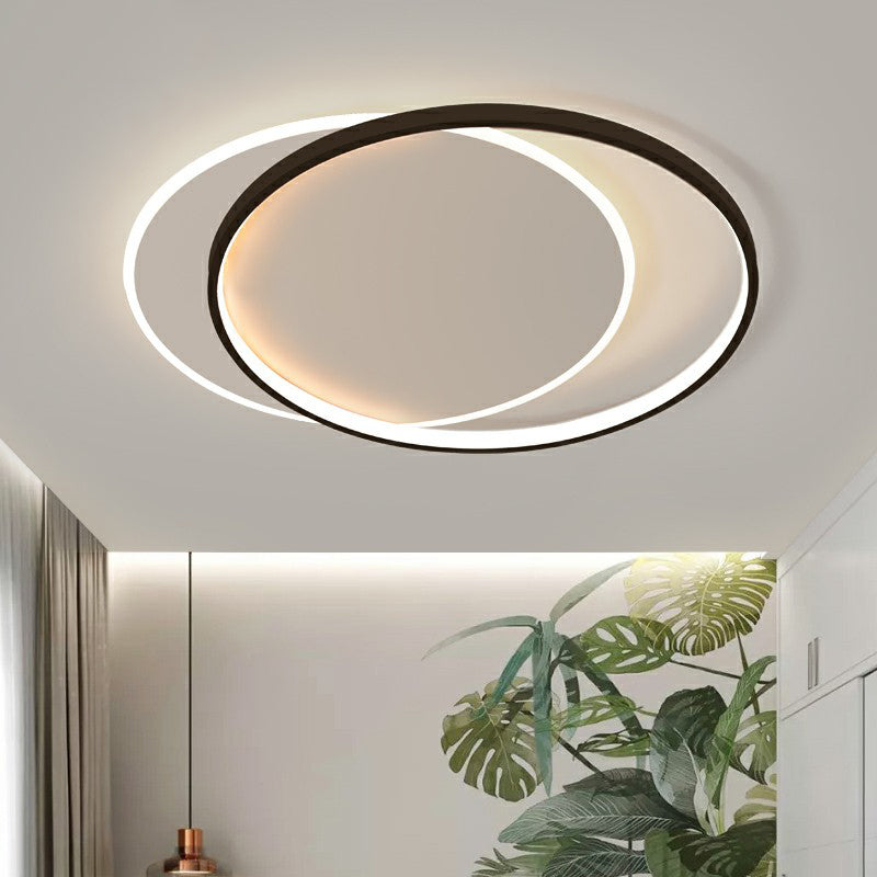 Simplicity LED Ceiling Mount Lamp Black-White Circular Flush Light Fixture with Acrylic Shade Clearhalo 'Ceiling Lights' 'Close To Ceiling Lights' 'Close to ceiling' 'Flush mount' Lighting' 2357806