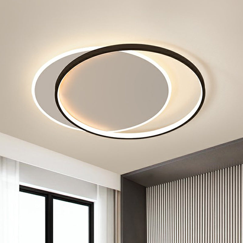 Simplicity LED Ceiling Mount Lamp Black-White Circular Flush Light Fixture with Acrylic Shade Clearhalo 'Ceiling Lights' 'Close To Ceiling Lights' 'Close to ceiling' 'Flush mount' Lighting' 2357807