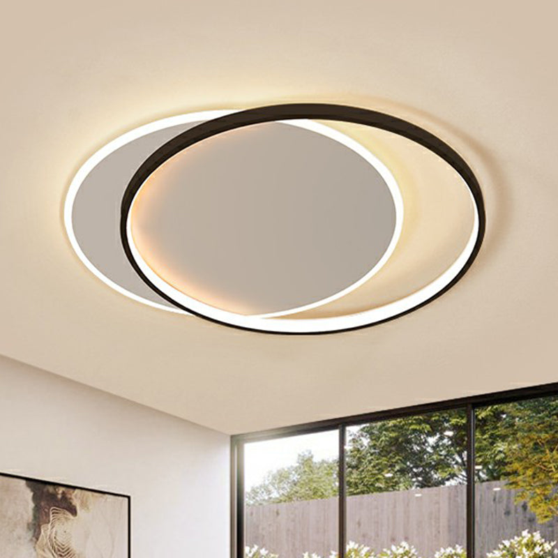 Simplicity LED Ceiling Mount Lamp Black-White Circular Flush Light Fixture with Acrylic Shade Clearhalo 'Ceiling Lights' 'Close To Ceiling Lights' 'Close to ceiling' 'Flush mount' Lighting' 2357809