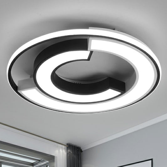 Black C Shaped Ceiling Flush Light Nordic Metal LED Flushmount Lighting for Bedroom Black Clearhalo 'Ceiling Lights' 'Close To Ceiling Lights' 'Close to ceiling' 'Flush mount' Lighting' 2357824