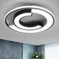 Black C Shaped Ceiling Flush Light Nordic Metal LED Flushmount Lighting for Bedroom Clearhalo 'Ceiling Lights' 'Close To Ceiling Lights' 'Close to ceiling' 'Flush mount' Lighting' 2357825