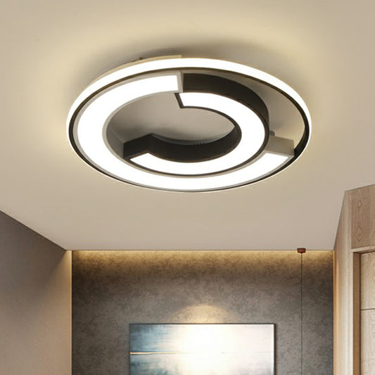 Black C Shaped Ceiling Flush Light Nordic Metal LED Flushmount Lighting for Bedroom Clearhalo 'Ceiling Lights' 'Close To Ceiling Lights' 'Close to ceiling' 'Flush mount' Lighting' 2357826