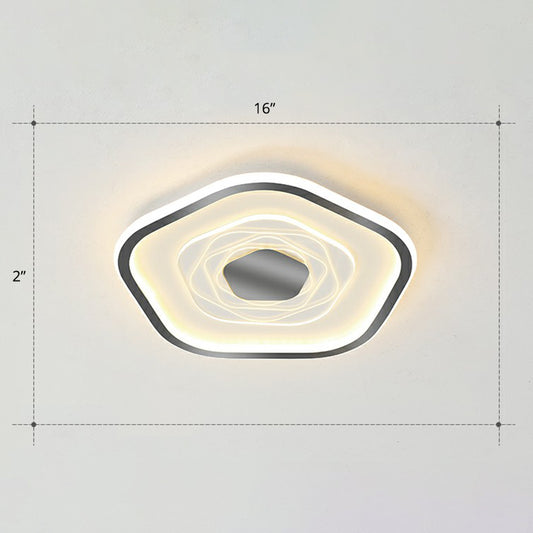 Pentagonal LED Flush Ceiling Light Minimalism Metal Bedroom Flush Mount Light Fixture Black 16" Third Gear Clearhalo 'Ceiling Lights' 'Close To Ceiling Lights' 'Close to ceiling' 'Flush mount' Lighting' 2357843