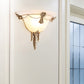 9.5"/12.5" Wide Trumpet Flare Sconce Light Traditionary White Glass 1 Head Brass Wall Lamp Fixture for Living Room Brass 12.5" Clearhalo 'Wall Lamps & Sconces' 'Wall Lights' Lighting' 235785