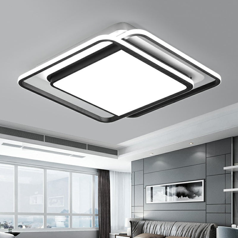 Square LED Ceiling Mounted Fixture Nordic Acrylic Bedroom Flush Mount Lighting in Black Clearhalo 'Ceiling Lights' 'Close To Ceiling Lights' 'Close to ceiling' 'Flush mount' Lighting' 2357857