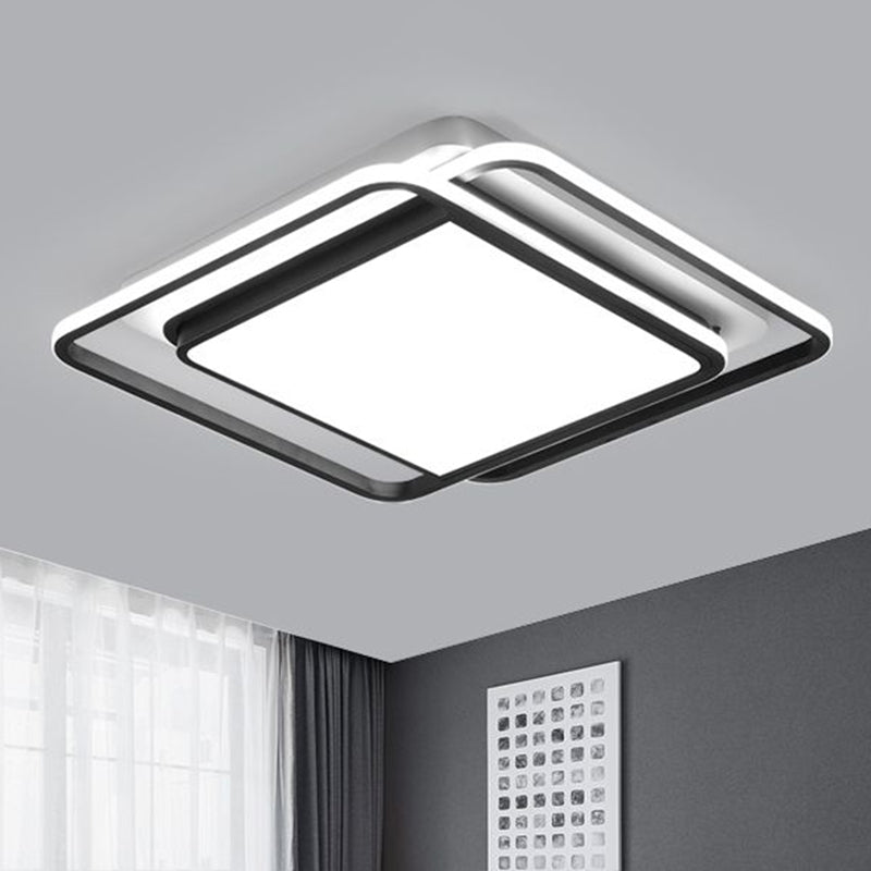 Square LED Ceiling Mounted Fixture Nordic Acrylic Bedroom Flush Mount Lighting in Black Clearhalo 'Ceiling Lights' 'Close To Ceiling Lights' 'Close to ceiling' 'Flush mount' Lighting' 2357859