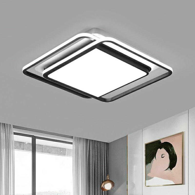 Square LED Ceiling Mounted Fixture Nordic Acrylic Bedroom Flush Mount Lighting in Black Clearhalo 'Ceiling Lights' 'Close To Ceiling Lights' 'Close to ceiling' 'Flush mount' Lighting' 2357860