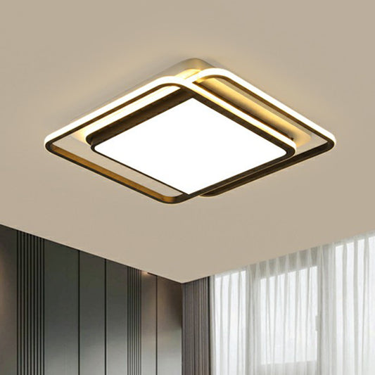 Square LED Ceiling Mounted Fixture Nordic Acrylic Bedroom Flush Mount Lighting in Black Clearhalo 'Ceiling Lights' 'Close To Ceiling Lights' 'Close to ceiling' 'Flush mount' Lighting' 2357861