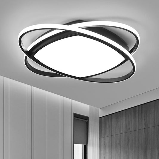 Black Oval LED Flush Mount Lamp Simplicity Acrylic Ceiling Mount Light for Bedroom Black Clearhalo 'Ceiling Lights' 'Close To Ceiling Lights' 'Close to ceiling' 'Flush mount' Lighting' 2357880