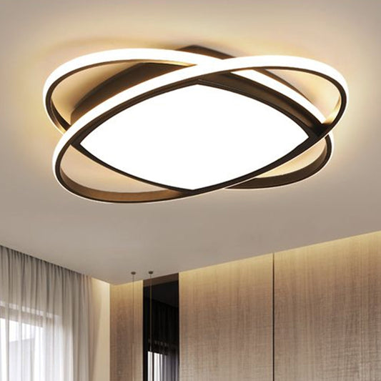 Black Oval LED Flush Mount Lamp Simplicity Acrylic Ceiling Mount Light for Bedroom Clearhalo 'Ceiling Lights' 'Close To Ceiling Lights' 'Close to ceiling' 'Flush mount' Lighting' 2357884