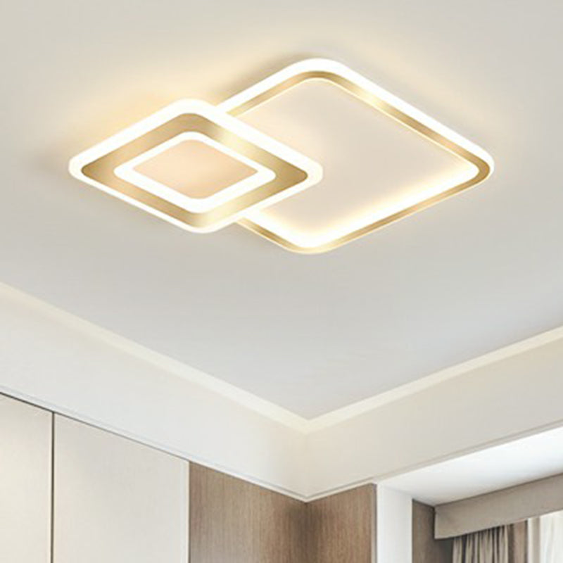 Acrylic Square LED Ceiling Fixture Minimalistic Golden Flush Mount Lighting for Bedroom Clearhalo 'Ceiling Lights' 'Close To Ceiling Lights' 'Close to ceiling' 'Flush mount' Lighting' 2357887