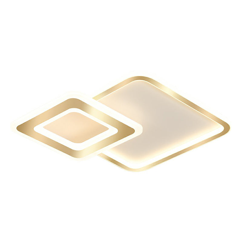 Acrylic Square LED Ceiling Fixture Minimalistic Golden Flush Mount Lighting for Bedroom Clearhalo 'Ceiling Lights' 'Close To Ceiling Lights' 'Close to ceiling' 'Flush mount' Lighting' 2357889