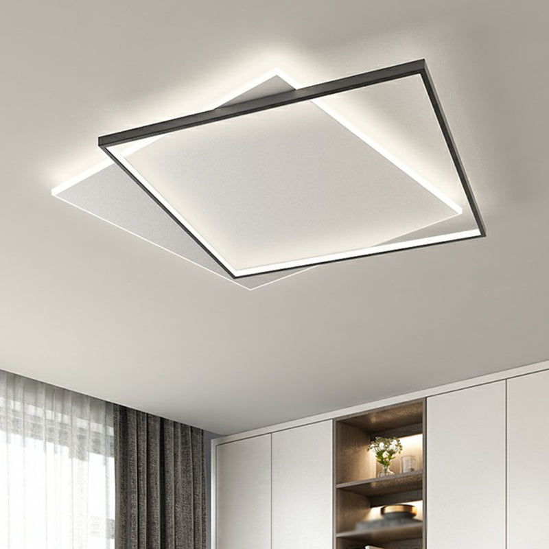 Simple Square Flush Mount Ceiling Light Fixture Metallic Living Room LED Flush Light in Black Clearhalo 'Ceiling Lights' 'Close To Ceiling Lights' 'Close to ceiling' 'Flush mount' Lighting' 2357896