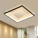 Square Aluminum LED Ceiling Mount Lamp Simple Black and White Flush Mounted Light for Bedroom Clearhalo 'Ceiling Lights' 'Close To Ceiling Lights' 'Close to ceiling' 'Flush mount' Lighting' 2357923