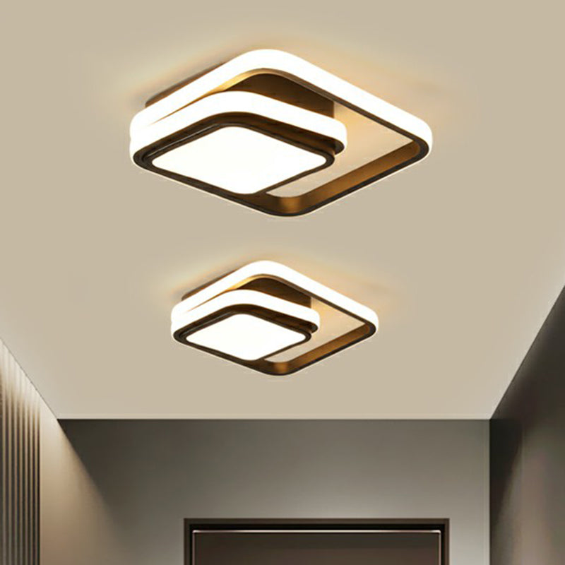Square Foyer Flush Ceiling Light Acrylic Minimalist LED Flush Mount Lamp in Black Clearhalo 'Ceiling Lights' 'Close To Ceiling Lights' 'Close to ceiling' 'Flush mount' Lighting' 2357935