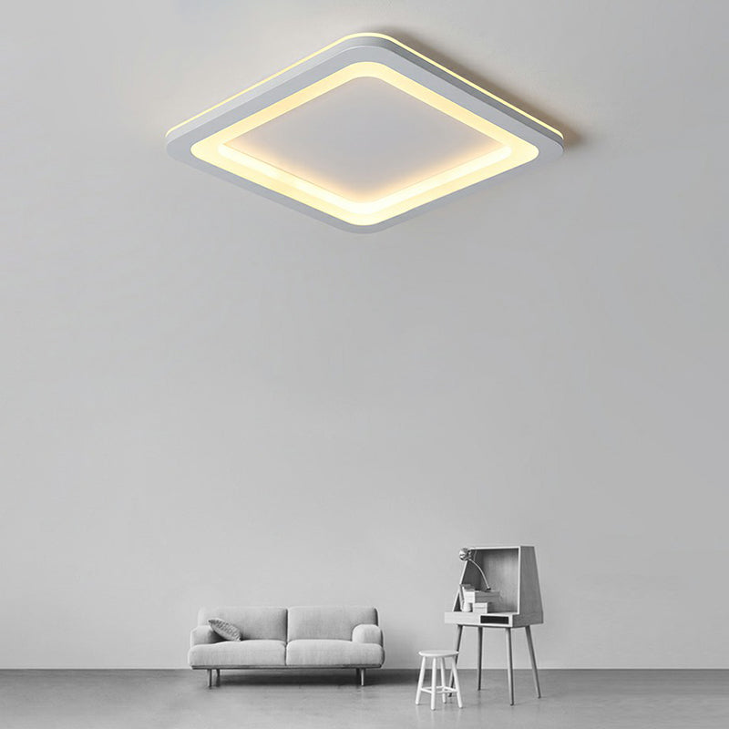 White Square Ultrathin Flush Mount Lamp Minimalistic Acrylic LED Ceiling Light for Bedroom Clearhalo 'Ceiling Lights' 'Close To Ceiling Lights' 'Close to ceiling' 'Flush mount' Lighting' 2357944