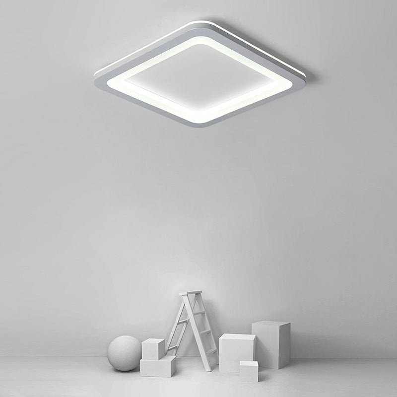 White Square Ultrathin Flush Mount Lamp Minimalistic Acrylic LED Ceiling Light for Bedroom Clearhalo 'Ceiling Lights' 'Close To Ceiling Lights' 'Close to ceiling' 'Flush mount' Lighting' 2357946