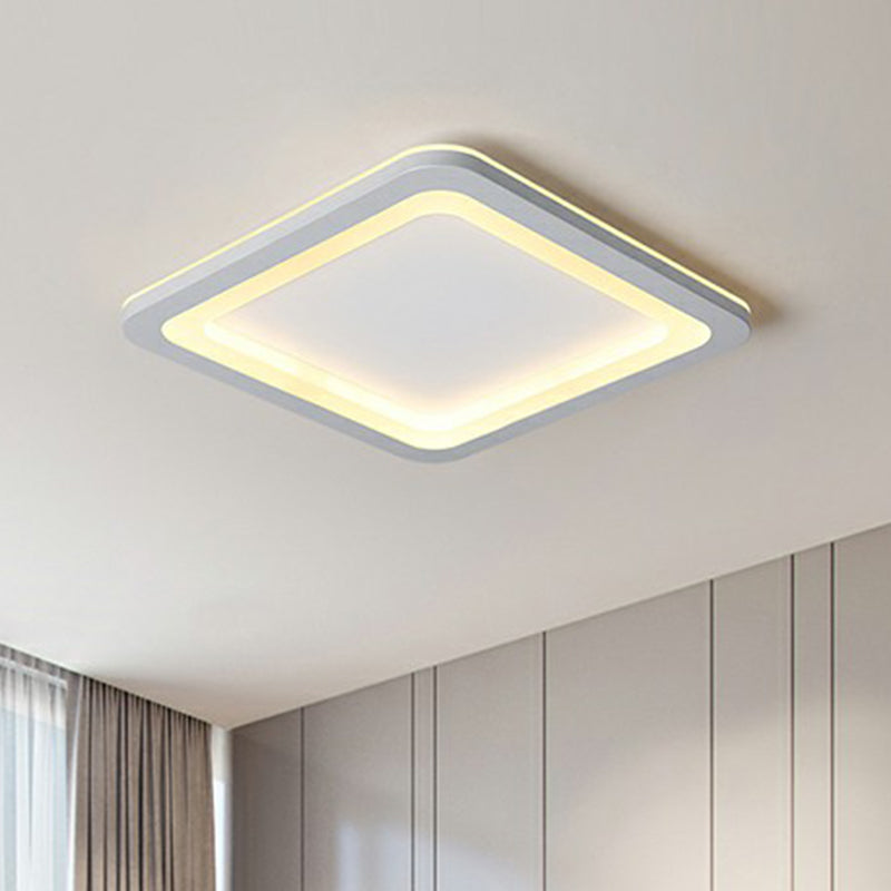 White Square Ultrathin Flush Mount Lamp Minimalistic Acrylic LED Ceiling Light for Bedroom Clearhalo 'Ceiling Lights' 'Close To Ceiling Lights' 'Close to ceiling' 'Flush mount' Lighting' 2357948