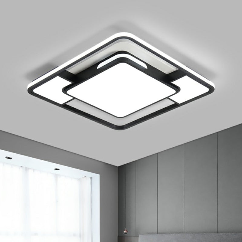 Square Ceiling Flush Mount Light Modern Acrylic Black and White LED Flushmount for Bedroom Clearhalo 'Ceiling Lights' 'Close To Ceiling Lights' 'Close to ceiling' 'Flush mount' Lighting' 2357951