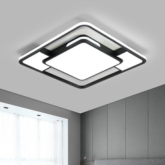 Square Ceiling Flush Mount Light Modern Acrylic Black and White LED Flushmount for Bedroom Clearhalo 'Ceiling Lights' 'Close To Ceiling Lights' 'Close to ceiling' 'Flush mount' Lighting' 2357951
