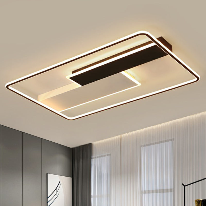 Contemporary LED Ceiling Flush Light Black-White Rectangular Flush Mount Fixture with Acrylic Shade Clearhalo 'Ceiling Lights' 'Close To Ceiling Lights' 'Close to ceiling' 'Semi-flushmount' Lighting' 2357963