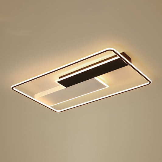 Contemporary LED Ceiling Flush Light Black-White Rectangular Flush Mount Fixture with Acrylic Shade Black-White 37.5" Clearhalo 'Ceiling Lights' 'Close To Ceiling Lights' 'Close to ceiling' 'Semi-flushmount' Lighting' 2357965