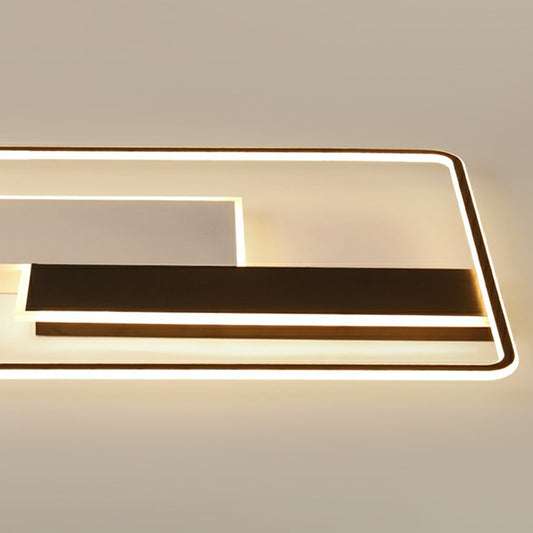 Contemporary LED Ceiling Flush Light Black-White Rectangular Flush Mount Fixture with Acrylic Shade Clearhalo 'Ceiling Lights' 'Close To Ceiling Lights' 'Close to ceiling' 'Semi-flushmount' Lighting' 2357966