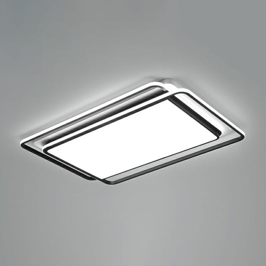 Black-White Rectangle LED Ceiling Light Contemporary Acrylic Flush Mount Light Fixture fro Living Room Black-White 35.5" Clearhalo 'Ceiling Lights' 'Close To Ceiling Lights' 'Close to ceiling' 'Flush mount' Lighting' 2357991