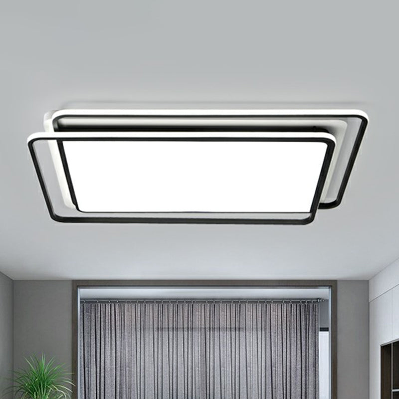 Black-White Rectangle LED Ceiling Light Contemporary Acrylic Flush Mount Light Fixture fro Living Room - Clearhalo - 'Ceiling Lights' - 'Close To Ceiling Lights' - 'Close to ceiling' - 'Flush mount' - Lighting' - 2357994