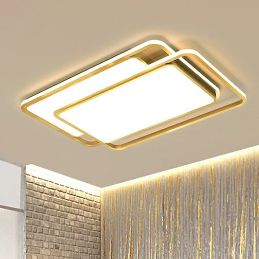 Rectangle Acrylic LED Flush Ceiling Light Contemporary Gold Flush-Mount Light Fixture for Living Room Clearhalo 'Ceiling Lights' 'Close To Ceiling Lights' 'Close to ceiling' 'Flush mount' Lighting' 2358042