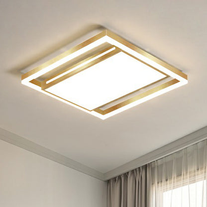 Living Room Ceiling Mounted Fixture Simple Gold Finish Flushmount Light with Rectangle Acrylic Shade Gold 16" Clearhalo 'Ceiling Lights' 'Close To Ceiling Lights' 'Close to ceiling' 'Flush mount' Lighting' 2358051