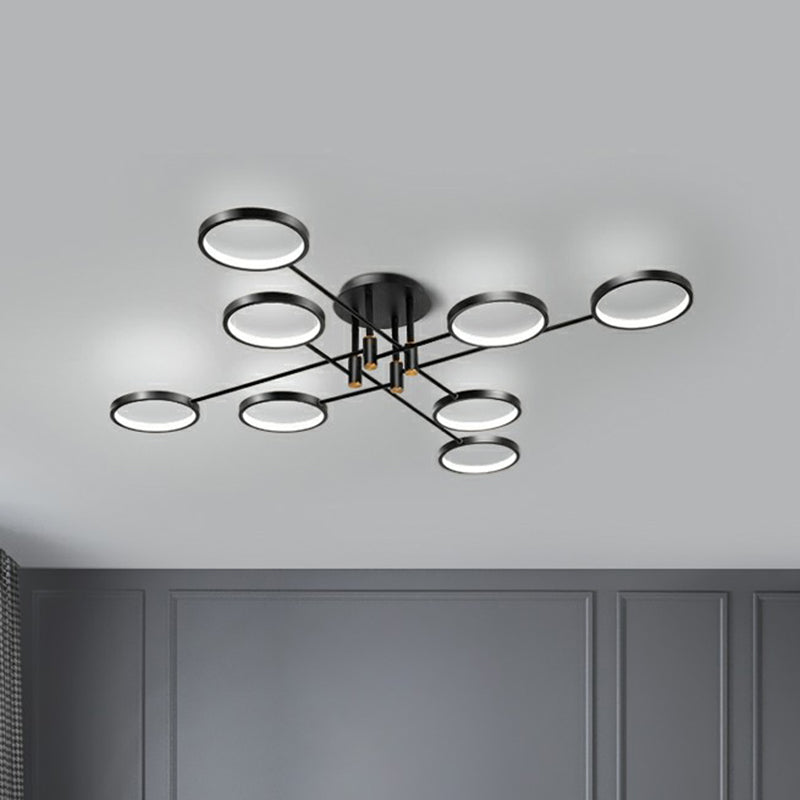 Simplicity Circles LED Ceiling Lamp Metal Living Room Semi Flush Mount Light Fixture Clearhalo 'Ceiling Lights' 'Close To Ceiling Lights' 'Close to ceiling' 'Semi-flushmount' Lighting' 2358058