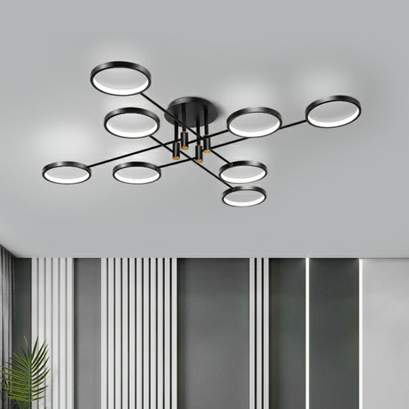 Simplicity Circles LED Ceiling Lamp Metal Living Room Semi Flush Mount Light Fixture Clearhalo 'Ceiling Lights' 'Close To Ceiling Lights' 'Close to ceiling' 'Semi-flushmount' Lighting' 2358061