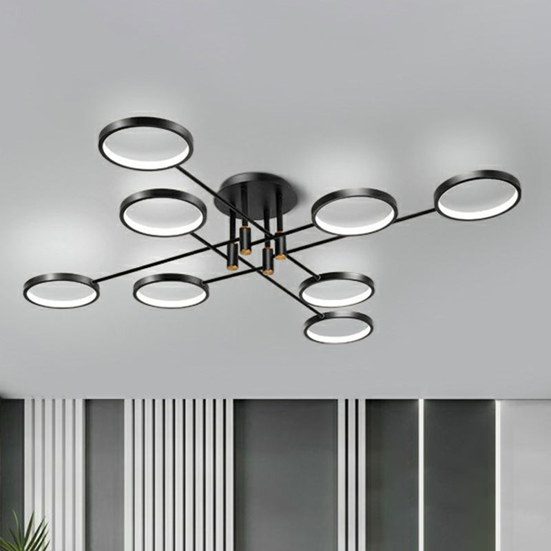 Simplicity Circles LED Ceiling Lamp Metal Living Room Semi Flush Mount Light Fixture Clearhalo 'Ceiling Lights' 'Close To Ceiling Lights' 'Close to ceiling' 'Semi-flushmount' Lighting' 2358063
