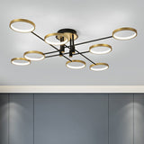 Simplicity Circles LED Ceiling Lamp Metal Living Room Semi Flush Mount Light Fixture 8 Gold Clearhalo 'Ceiling Lights' 'Close To Ceiling Lights' 'Close to ceiling' 'Semi-flushmount' Lighting' 2358064