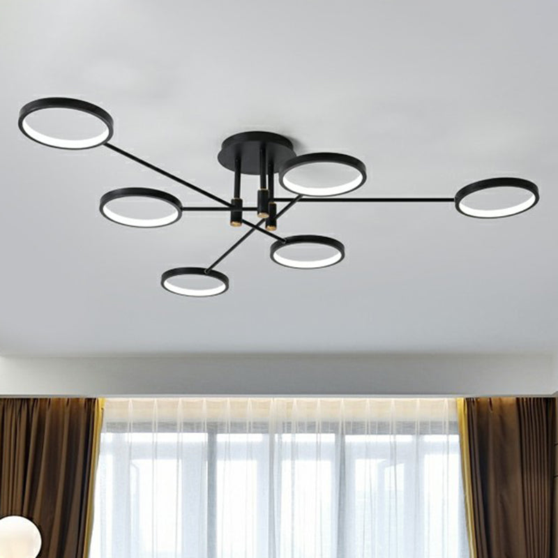 Simplicity Circles LED Ceiling Lamp Metal Living Room Semi Flush Mount Light Fixture Clearhalo 'Ceiling Lights' 'Close To Ceiling Lights' 'Close to ceiling' 'Semi-flushmount' Lighting' 2358065