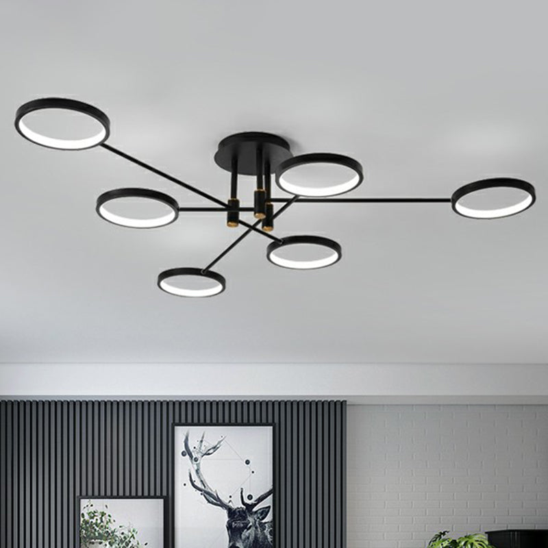 Simplicity Circles LED Ceiling Lamp Metal Living Room Semi Flush Mount Light Fixture Clearhalo 'Ceiling Lights' 'Close To Ceiling Lights' 'Close to ceiling' 'Semi-flushmount' Lighting' 2358066