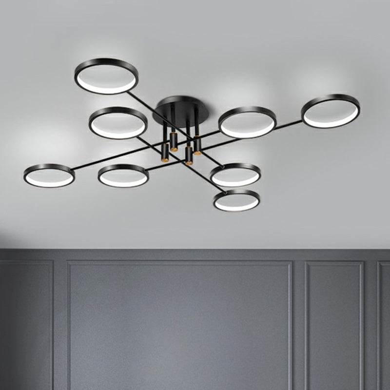 Simplicity Circles LED Ceiling Lamp Metal Living Room Semi Flush Mount Light Fixture Clearhalo 'Ceiling Lights' 'Close To Ceiling Lights' 'Close to ceiling' 'Semi-flushmount' Lighting' 2358067